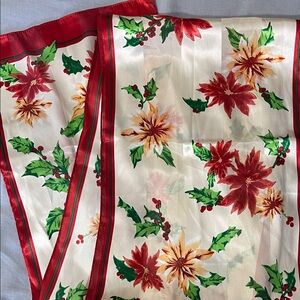 Festive Floral Poinsettias Scarf Rectangle Holiday Seasonal